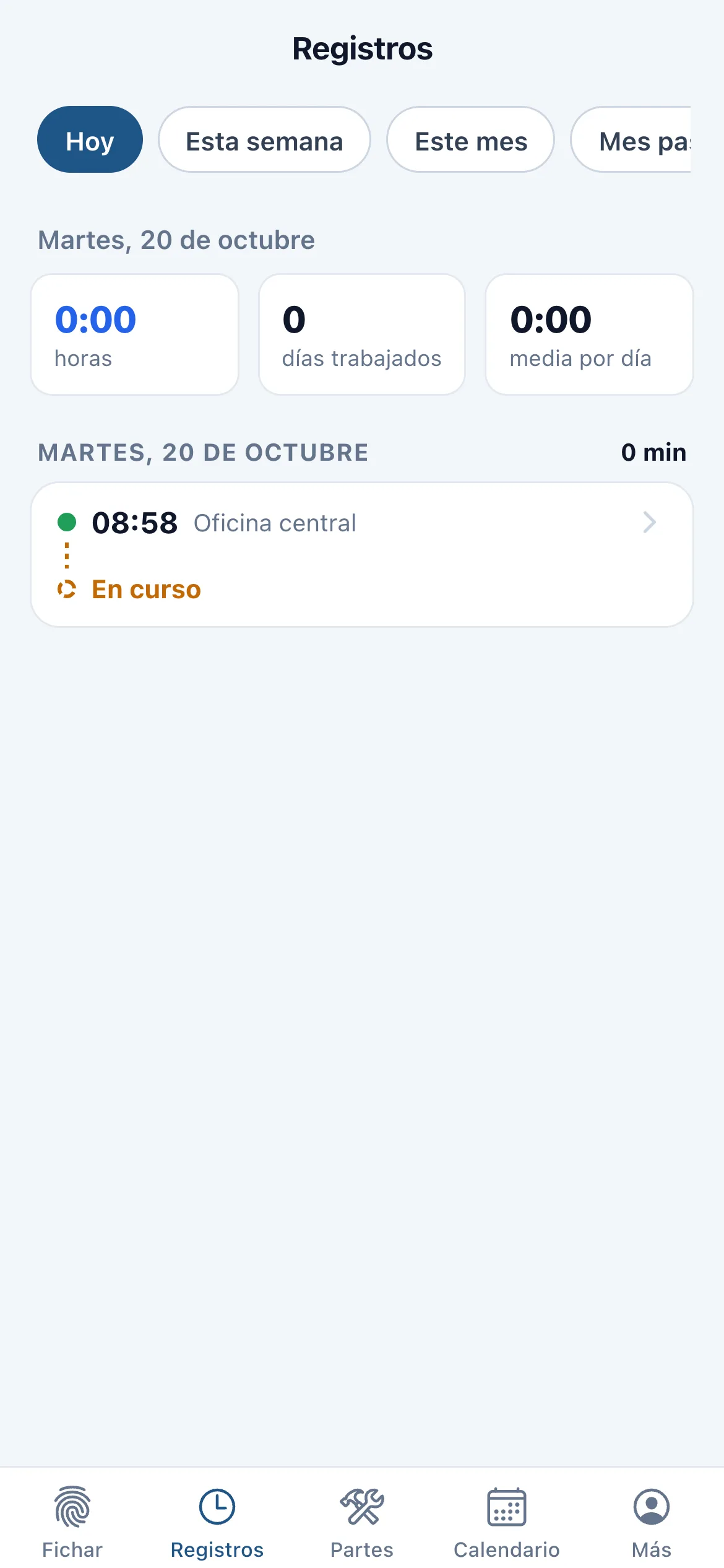 Pantalla de Registros en la app Geofirma